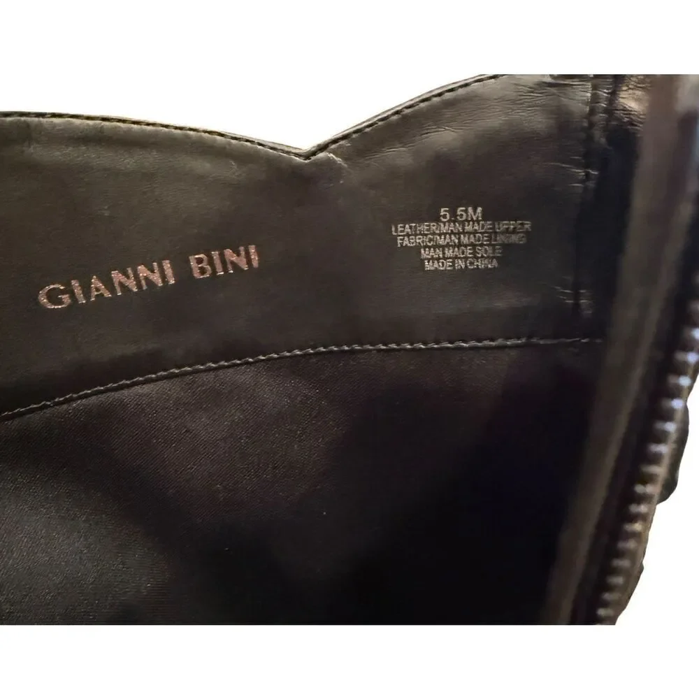 GIANNI BINI Women’s Sz 5.5 M Knee High Leather Boots Beautifully Embroidered